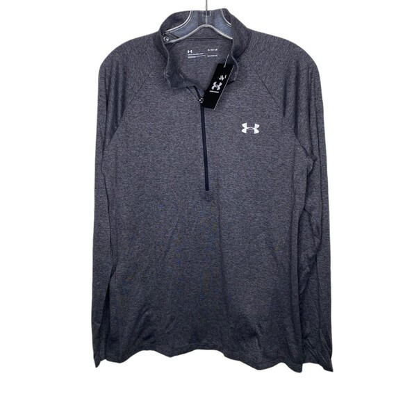 Under Armour Tops - New Under armor half zip pull over athletic shirt small grey